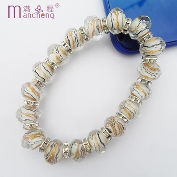 

Adjustable Silver plated diamond Zebra Texture White crystal chain bracelet Aromatherapy Women Crystal bracelets beads holder