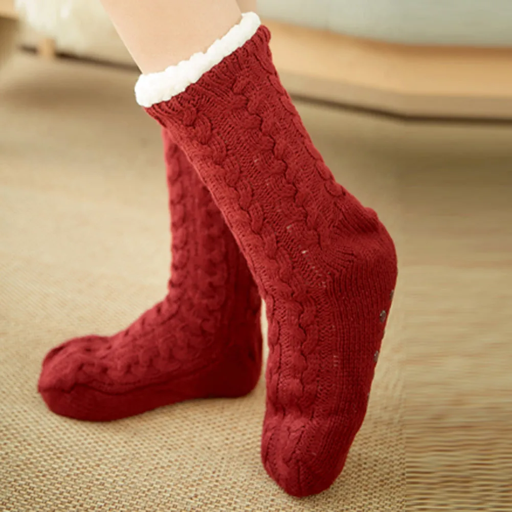 Новинка; популярные мягкие толстые теплые носки-тапочки со снежинками; зимние вязаные флисовые Носки для беременных женщин и мужчин; носки для дома и офиса; YAA99