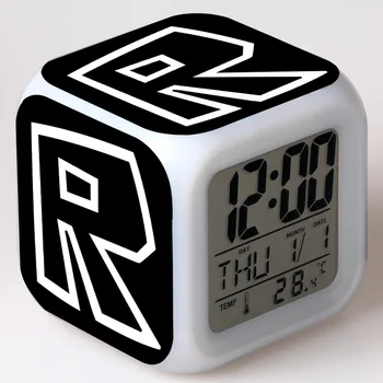 

2020 Hot Roblox Alarm Clock Children Electronic Clock Anime Colorful Luminous LED Alarm Clock Cartoon Printing Boy Girl Toy Gift