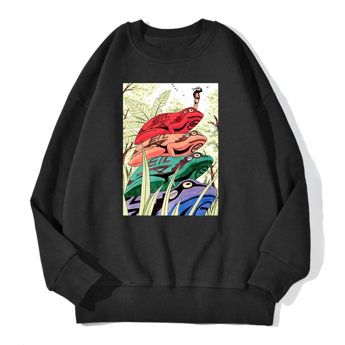 

Cartoon Frog Print Hoodies Women's Fashion Casual Loose Crewneck Pullover 2020 Autumn Winter New Brand Fleece Warm Sweatshirts