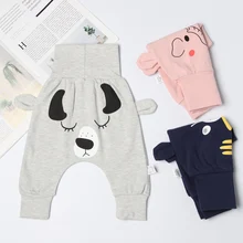 Детские милые шаровары с рисунками из мультфильмов детские теплые штаны с высокой талией милые для мальчиков и девочек, длинные штаны модная одежда для малышей