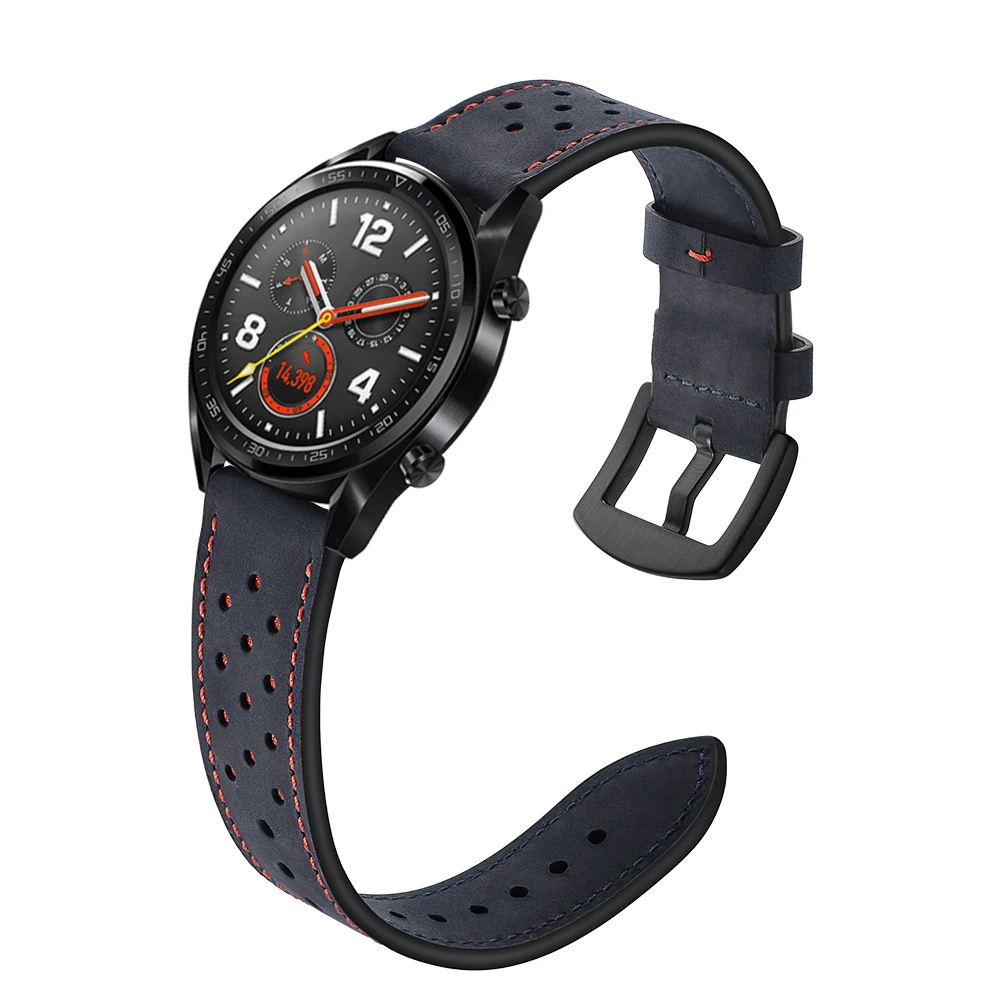 UEBN 22 мм кожаная дышащая повязка на запястье ремешок для HUAWEI WATCH GT 2 46 мм/GT Active 46 мм HONOR Magic Bracelet GT2 ремешок для часов