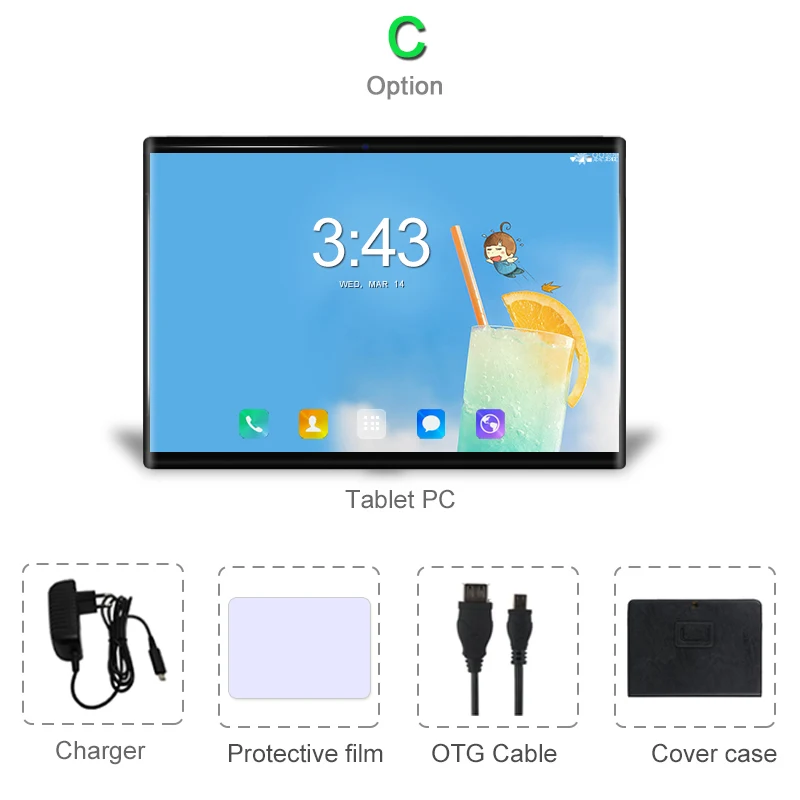 1920X1200 10,1 дюймов Android 9,0 Tablet pc 10 core 4G Lte телефонные звонки планшеты 6 Гб ram 64 Гб rom dual wifi band 2,4G 5G dual sim - Комплект: Комплект 3