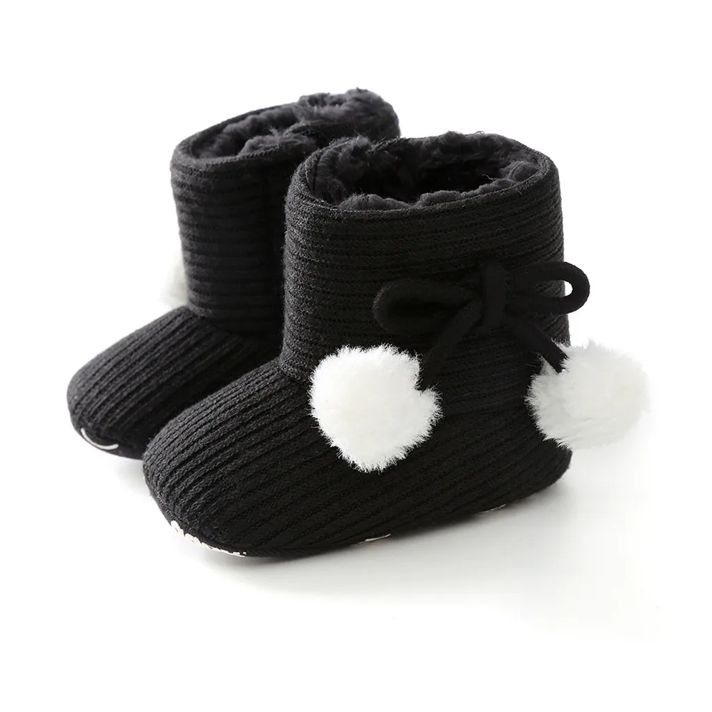 TELOTUNY Newborn Baby Booties Lovely Warm Butterfly-knot Mixed Colors Girls Winter Toddler First Walkers Infant Crib Shoes 1010 - Цвет: BK