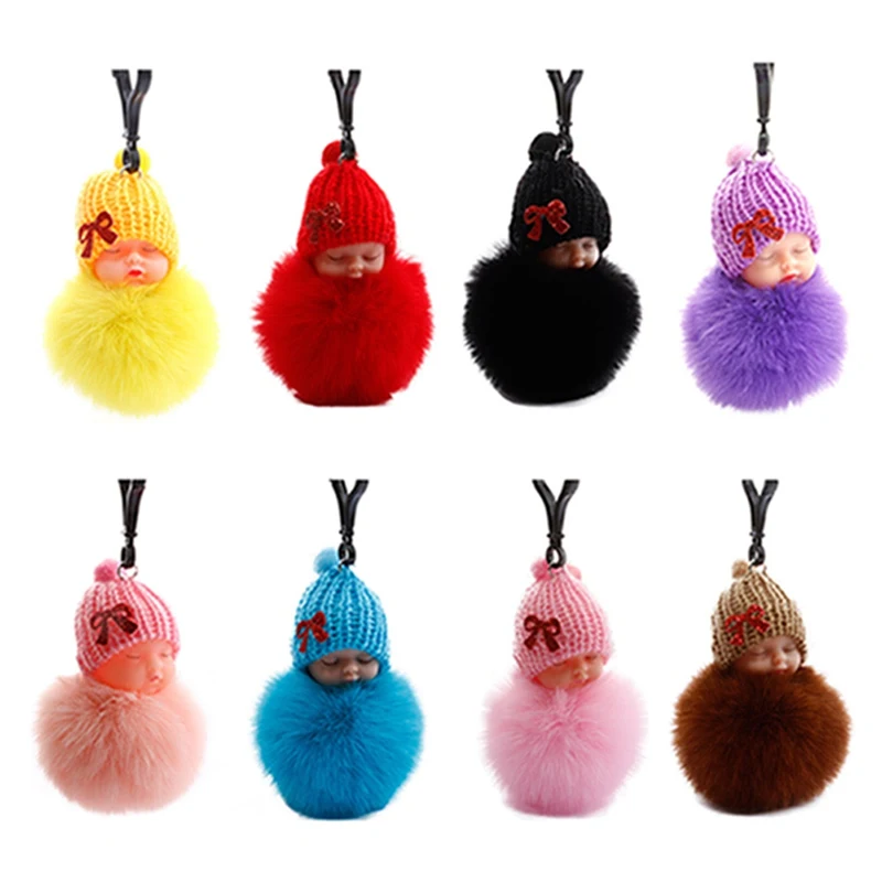 1 шт.! Брелок для ключей в виде спящей куклы пушистый брелок автомобиль кольцо с