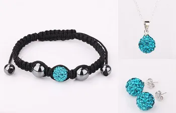 

Large Discount Jewelry!Free Shipping!10mm 5Pcs/Lot Micro Pave Disco Ball crystal Set.Necklace+Bracelets+Earring Wholesale.