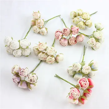

6pcs New simulation manual diy small rose bud mini false flower wreath material wedding decoration flower princess rose bud