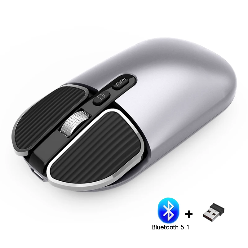 Bluetooth 5 1 + 2 4G Беспроводная перезаряжаемая мышь с двойным режимом оптическая USB