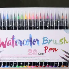 20 шт./компл. акварель кисти ручка vivid цвета, Нетоксичная сохнущая на арт начинающих чертежная ручка водорастворимый кисть