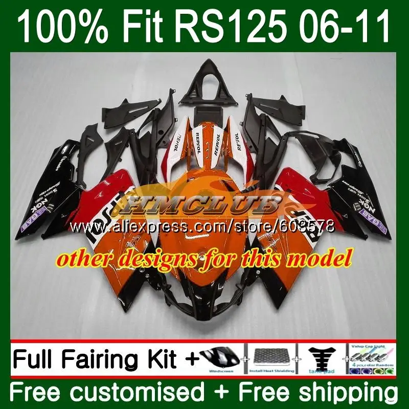 Инъекции для Aprilia RS-125 2006 2007 2008 2009 2010 2011 40CL. 15 цвета: золотистый, Серебристый Серый RS 125 RS4 RSV125 RS125 06 07 08 09 10 11 обтекатель