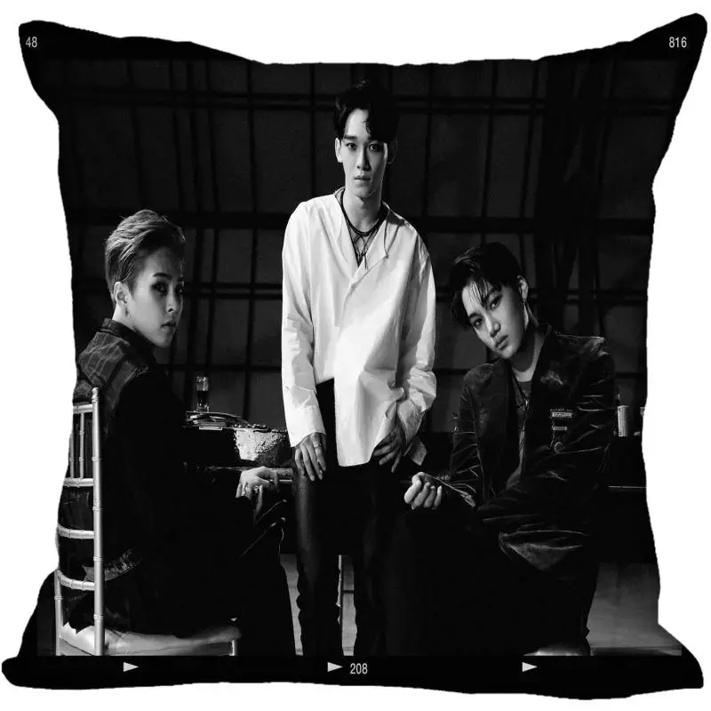 Custom Kpop EXO Printed Square silk Pillowcases 40x40 45x45 50x50 60x60 two Sides Satin Pillowcase Custom Logo - Цвет: 10