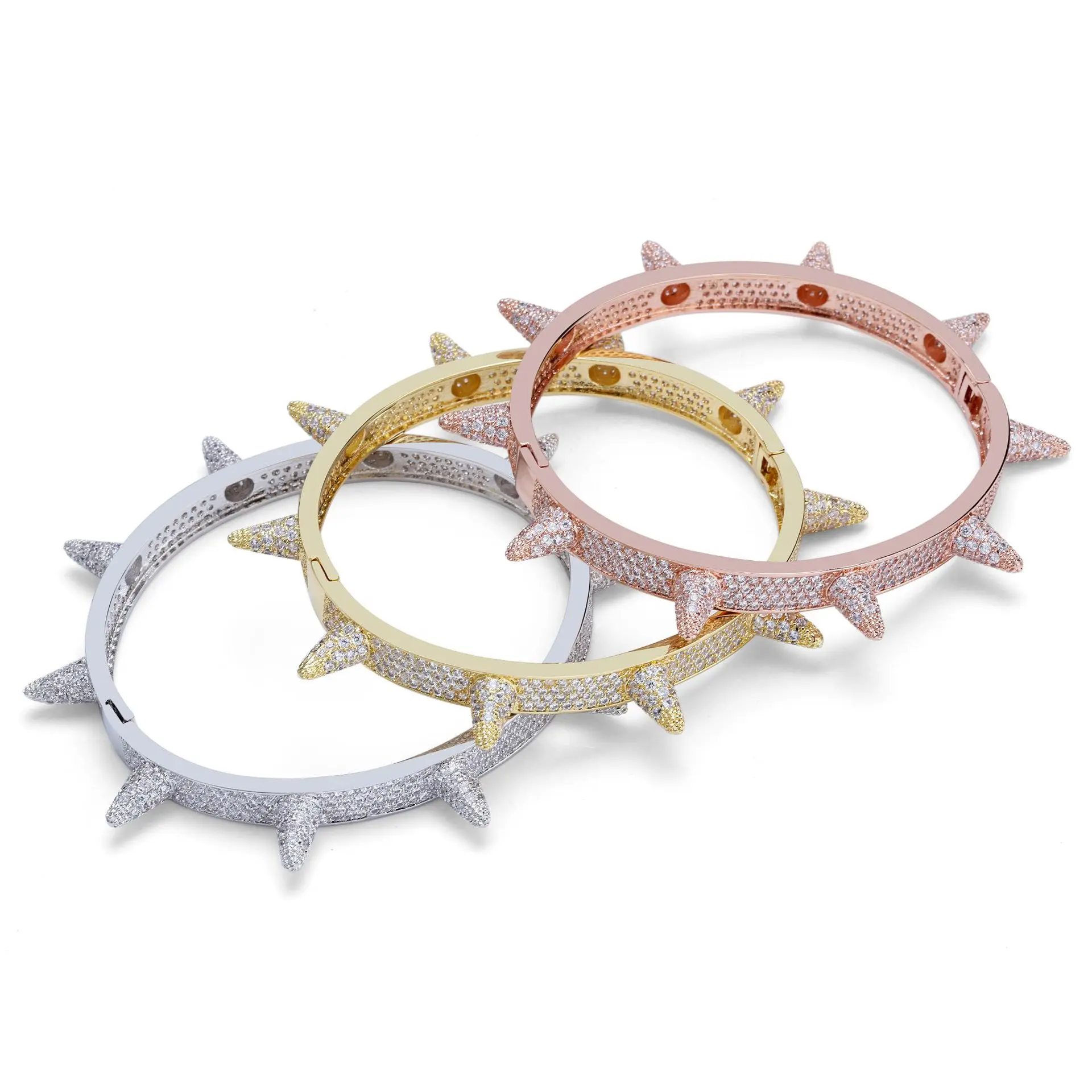 D&Z Ins Мода микро проложили CZ камень заклепки браслет для мужчин хип хоп Iced Out Bling ювелирные изделия Аксессуары для рук