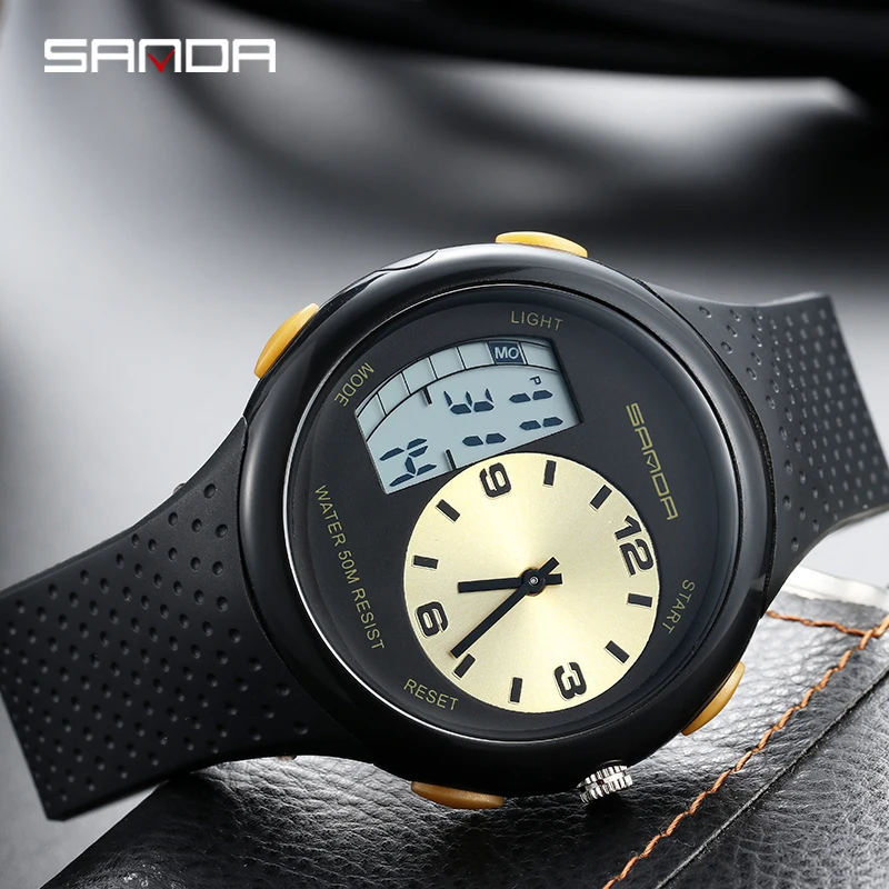 

SANDA Men's Outdoor Sports Watches Men Waterproof Luminous Digital Watch Man Dual Display Silicone Electronic Wristwatches Clock