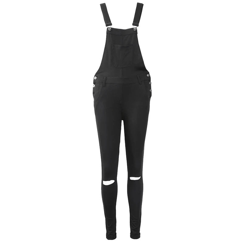

Hirigin Spring Autumn Women Fashion Casual Bib Full Length Hole Pinafore Overall Black Jumpsuit Baggy Jeans Trousers