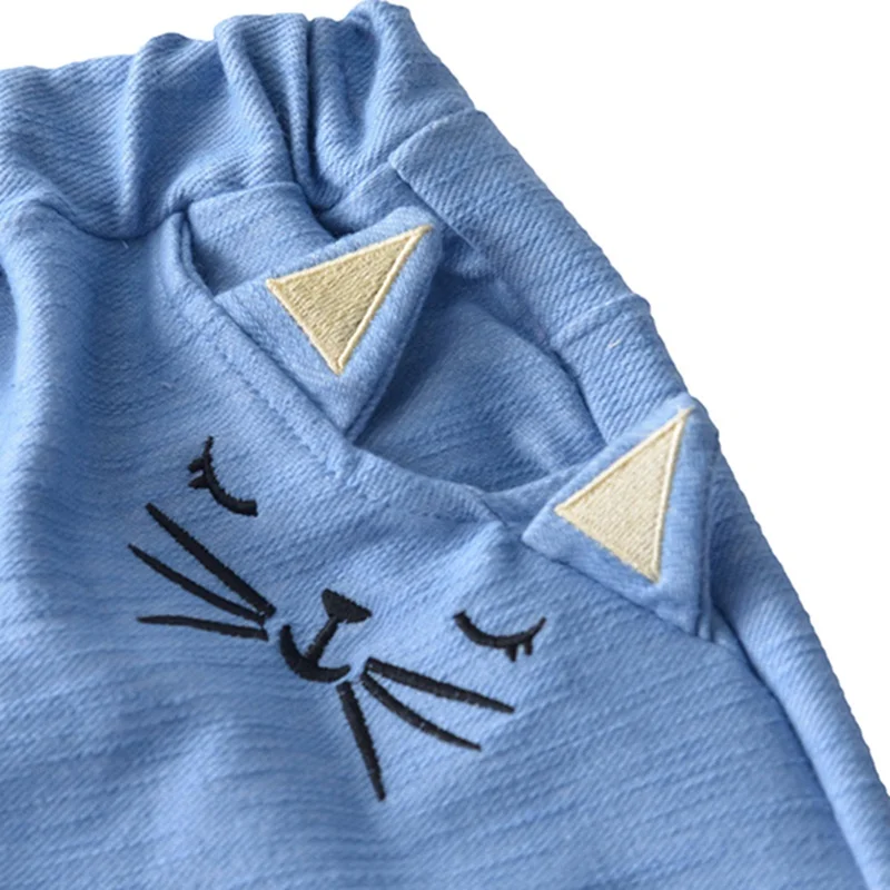 New Autumn Winter New Baby Pants Baby Girl Cartoon Cat Embroidery Trousers Children Casual Trousers Baby Clothes