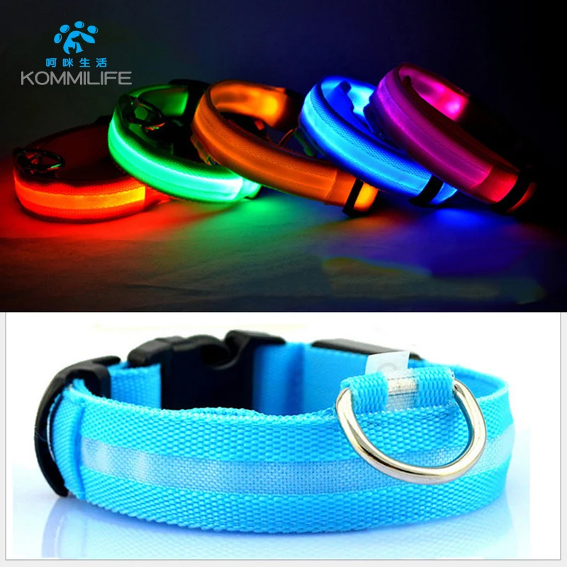 Polyester Led Dog Collar Led Luminous Dog Collars Led Glow Necklace Anti-lost/avoid Car Accident Collar for Dogs Walking at Nigh