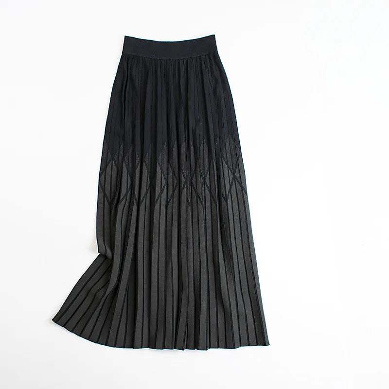 Knitted pleated skirt Winter fashion skirts getting new knitting skirts double loose fitting a line skirt
