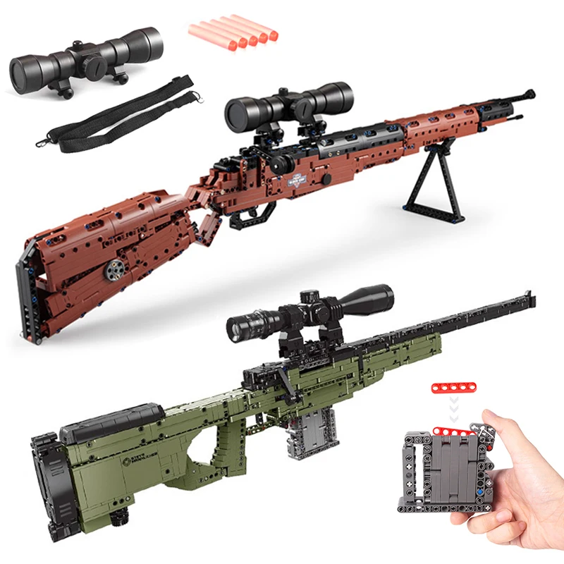 

1491PCS Building Blocks SWAT Technic Creator Military WW2 Weapon AWM Sniper Models Pistol GUN Bricks Toys for Children Boys 98K