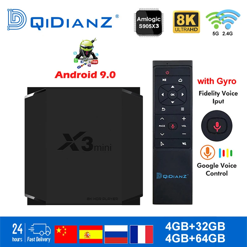 Смарт ТВ приставка X3mini Android 9 0 Amlogic S905X3 2 4G/5g WiFi BT4.2 Netflix медиаплеер IP pk x96mini