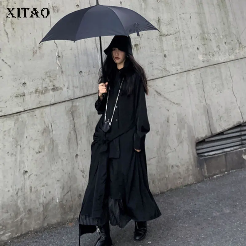 XITAO, женское платье с разрезом, модное, новинка, весеннее, Бандажное, с одной грудью, длинное, миноритарное, повседневное, свободное платье DMY2294