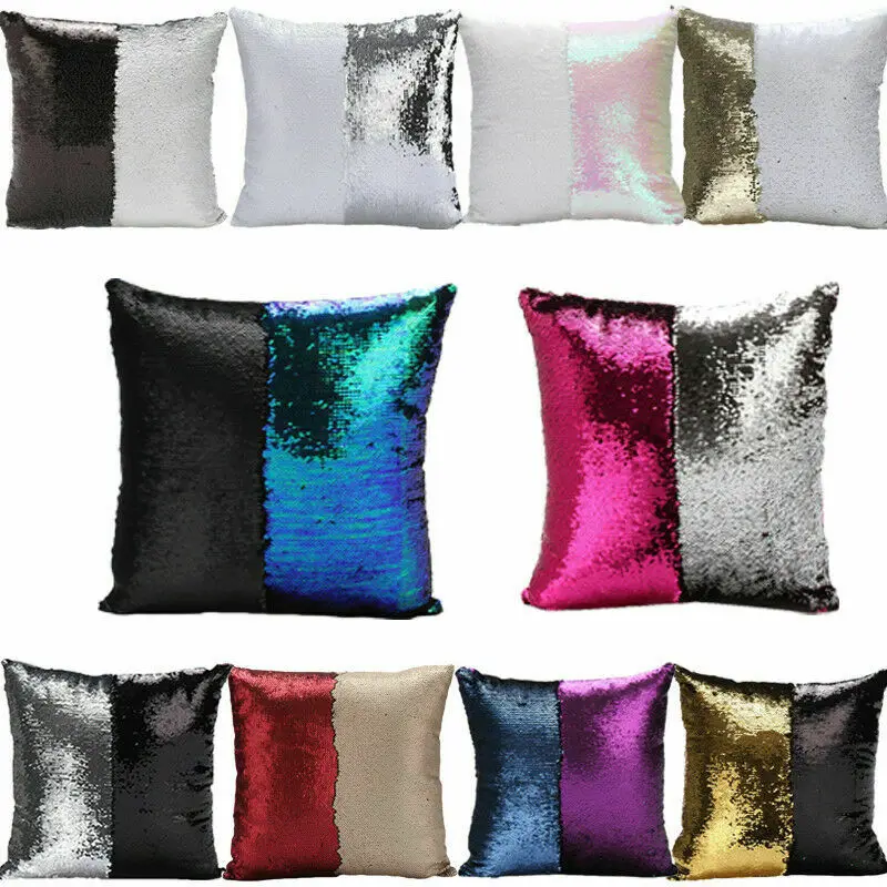 Glitter Sequins Pillow Cover Case Waist Throw Sofa Cushion Cases Home Decoration 