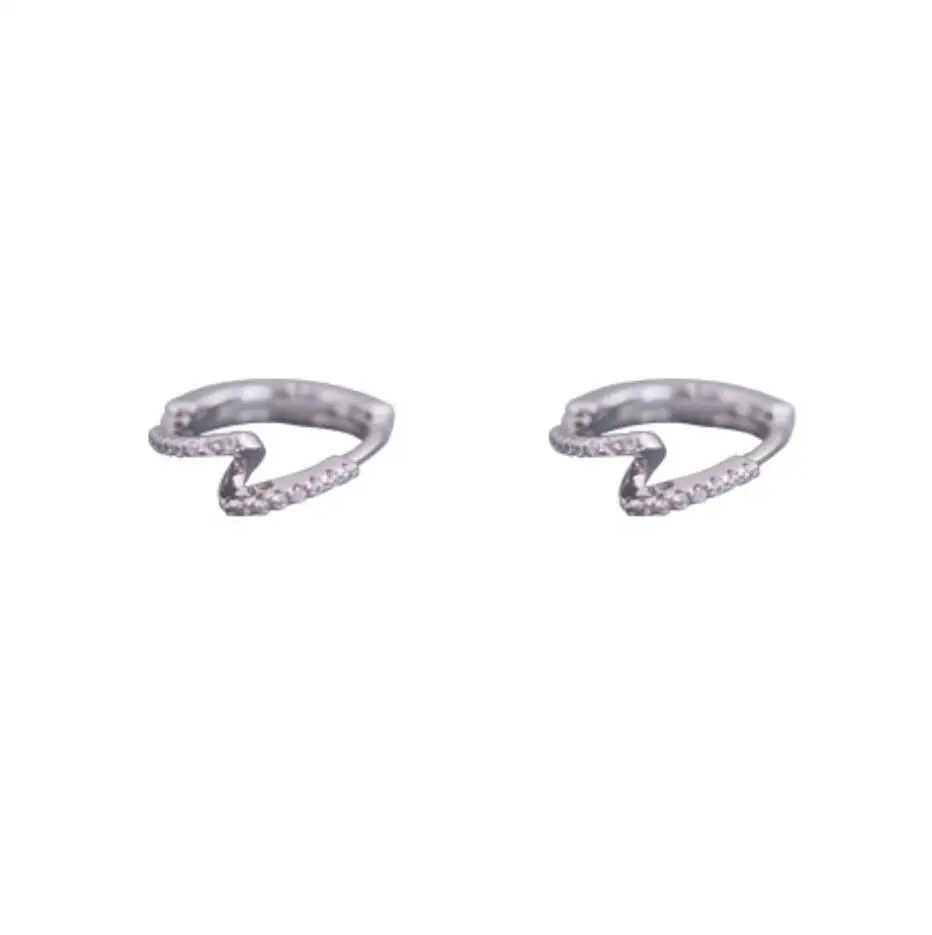 Серебро 925 пробы Twist CZ Line Huggie Hoop серьги женские A1215