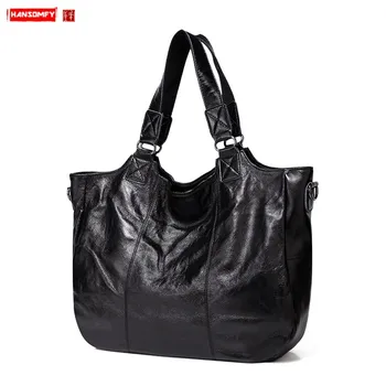 

Leather Women Handbag Large Capacity Bag New Large-capacity Casual Shoulder Messenger Bag Soft Leather Bag Head Layer Leather