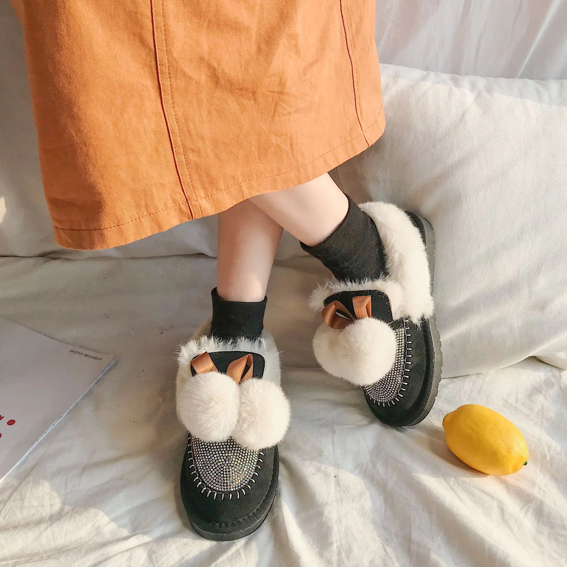 2019 осенне зимняя хлопковая обувь универсальные хлопковые полусапожки на плоской