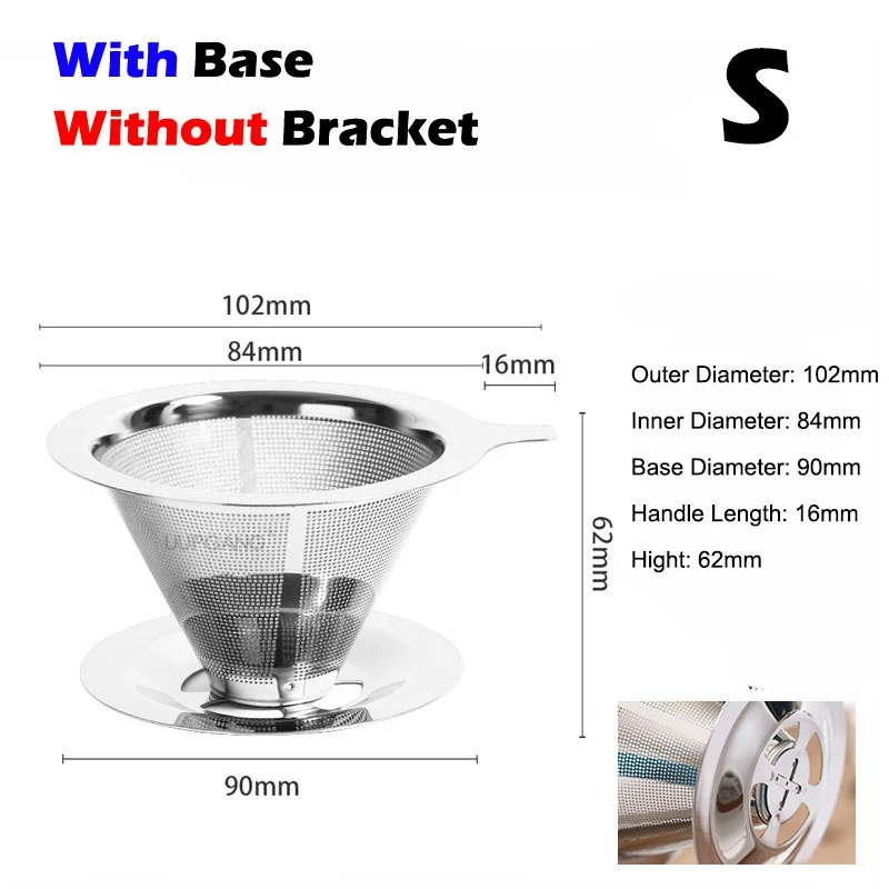 Многоразовый фильтр для кофе, держатель из нержавеющей стали, двойной слой, металлическая сетка, воронка, капельница для чая, кофейная корзина, инструменты - Цвет: B1