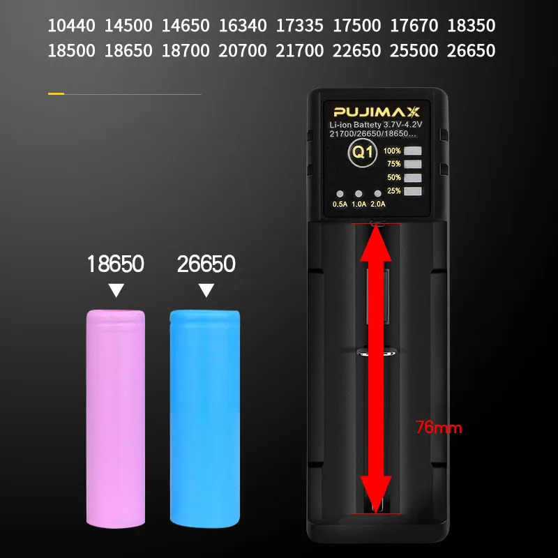 Battery Charger 18650 26650 21700 14500 26500 22650 Li-ion Rechargeable Smart Adjustable current