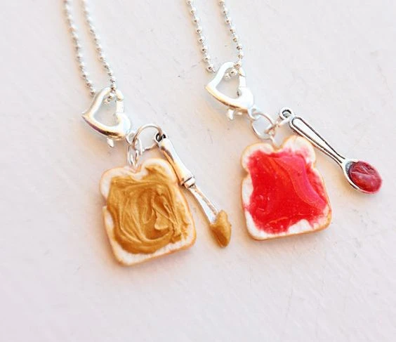 Juego de collar gelatina de fresa y mantequilla de cacahuete Kawaii, collar BFF para mejor amiga, joyería de comida, lindo: D|Collares de cadena| - AliExpress