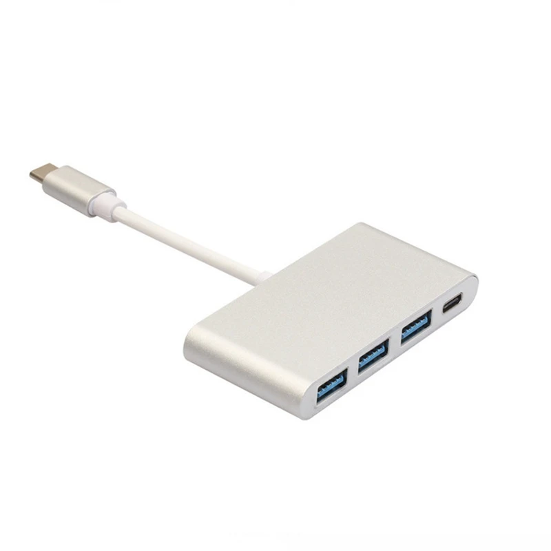 4 порта type C к USB 3,1 концентратор 4 в 1 10 Гбит/с высокоскоростной внешний кард-ридер адаптер зарядное устройство для телефона USB устройство - Цвет: Silver