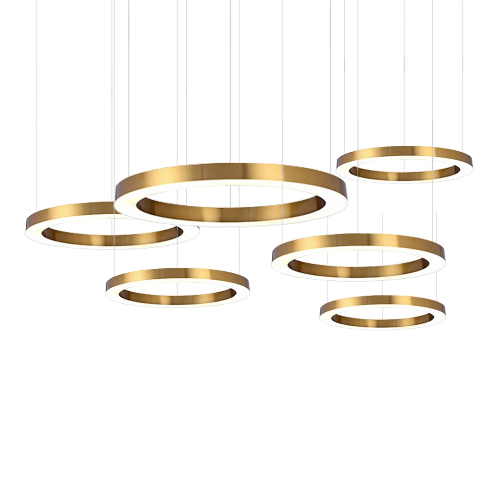 ring design modern LED chandelier lamp stainless steel gold silver chandelier living lighting and projects lights