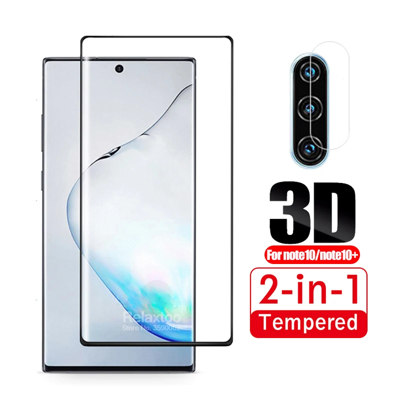 

2 in 1 Camera lens Glass For Samsung Galaxy Note 10 plus 3D Full curved Screen Protector For Samsung Note 10 pro protective glas