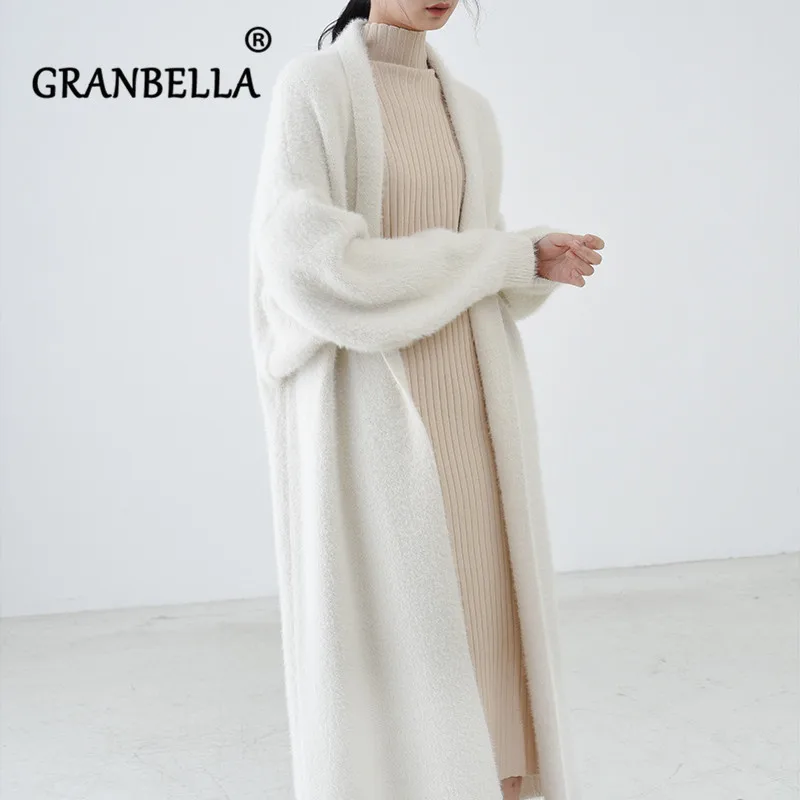 luxury ladies long faux mink fur cardigans new
