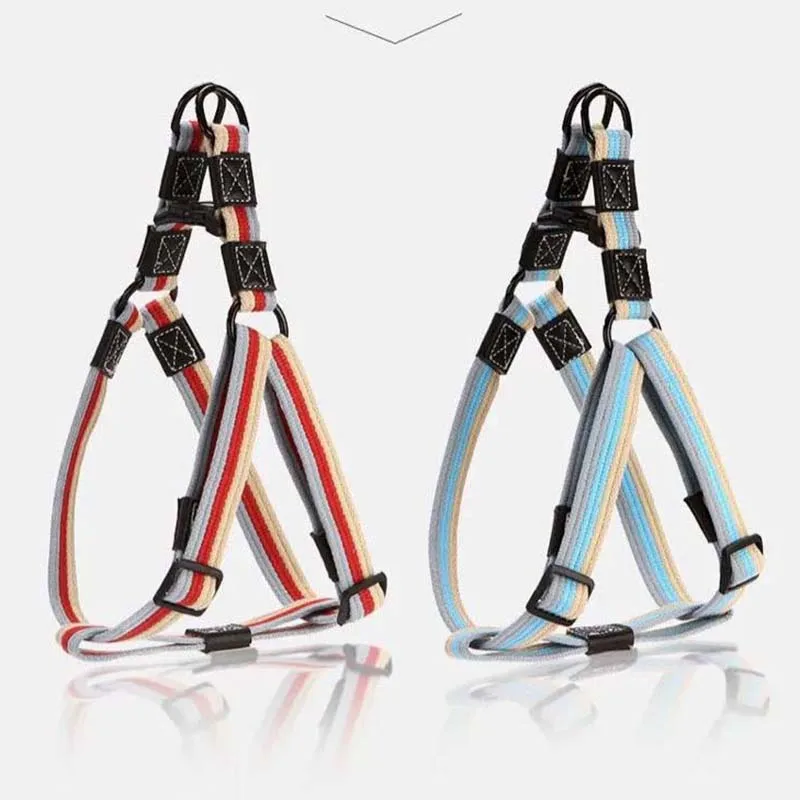 

Adjustable Dog Colorful Stripes Harness For Small Medium Large Dogs Lead Chain Chest Strap Leash Traction Rope Pet Supply