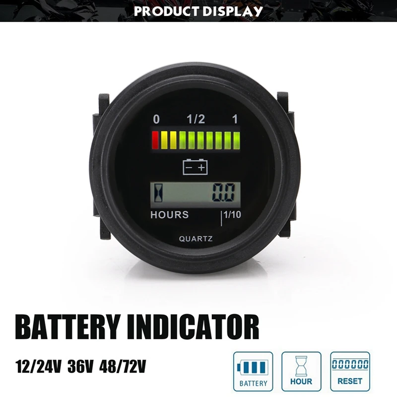 

Round Lcd Hour Meter with Led Battery Indicator Gauge Gauge 12V 24V 36V 48V 72V for Golf Car Tractor Sweeper