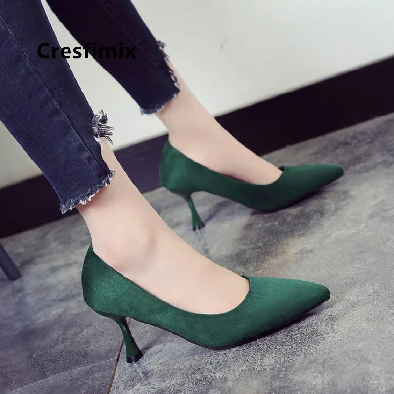 Cresfimix tacones altos/женские зеленые удобные летние туфли на высоком каблуке Милые