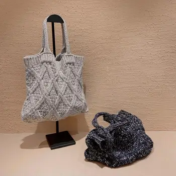 

Fashion personality wool pattern large capacity canvas bag handbag