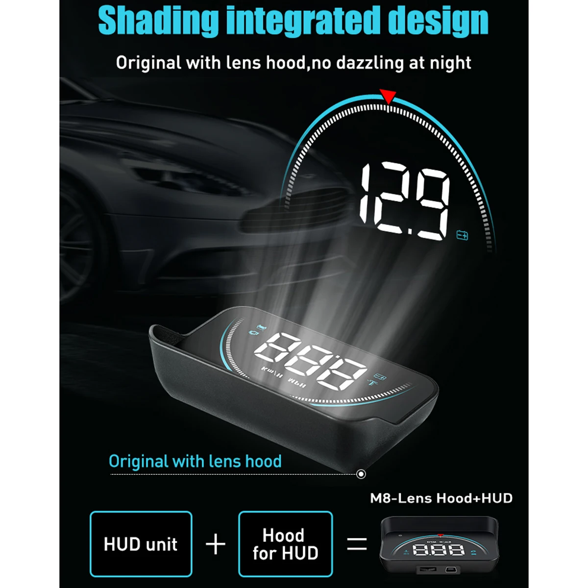 Автомобильный HUD Дисплей OBD2 OBDII превышение скорости Предупреждение Системы лобовое стекло проектор Авто Яркость регулировки
