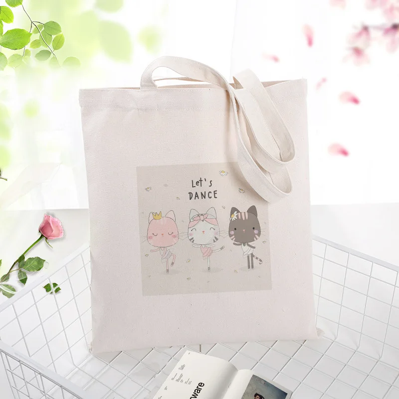 Кошка Холщовая Сумка вместительная сумка для покупок сумка на заказ Печать текстовый логотип DIY ежедневное использование экологическая многоразовая утилизация
