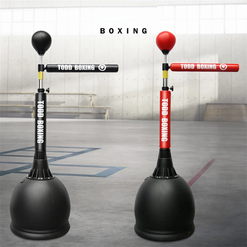Boxing Punching Bag Vertical Boxing Punching Bag Reactive Rotating Stick Target Home Dodge Training Equipment Sanda Speed Ball Punch Bags Color : Black, Size : 53 * 170cm 