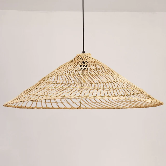 Hand-woven umbrella-shaped rattan chandelier lampshade 5