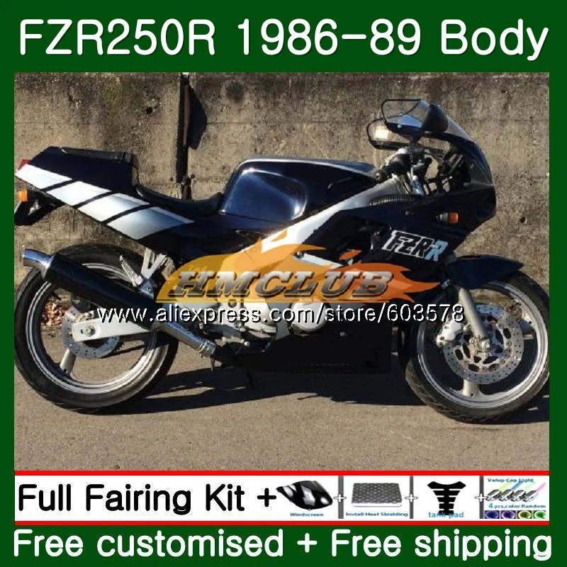 Корпус для YAMAHA FZR250R FZRR FZR 250 250R 1986 го 1988 1989 124 29 FZR250RR FZR250 86 87 88 89 глянцевый черный