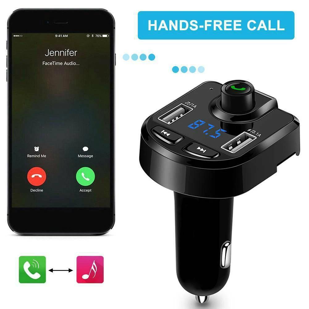 Автомобильный Bluetooth fm-передатчик беспроводной радио громкой связи MP3 плеер двойной USB зарядное устройство Комплект SD воспроизведение музыки автомобильный адаптер