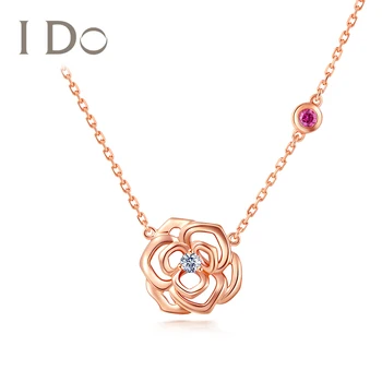 

Diamond Pendant Real 18 K Golden Charm Party Wedding Pendants Necklace For Women Bridal Jewelry