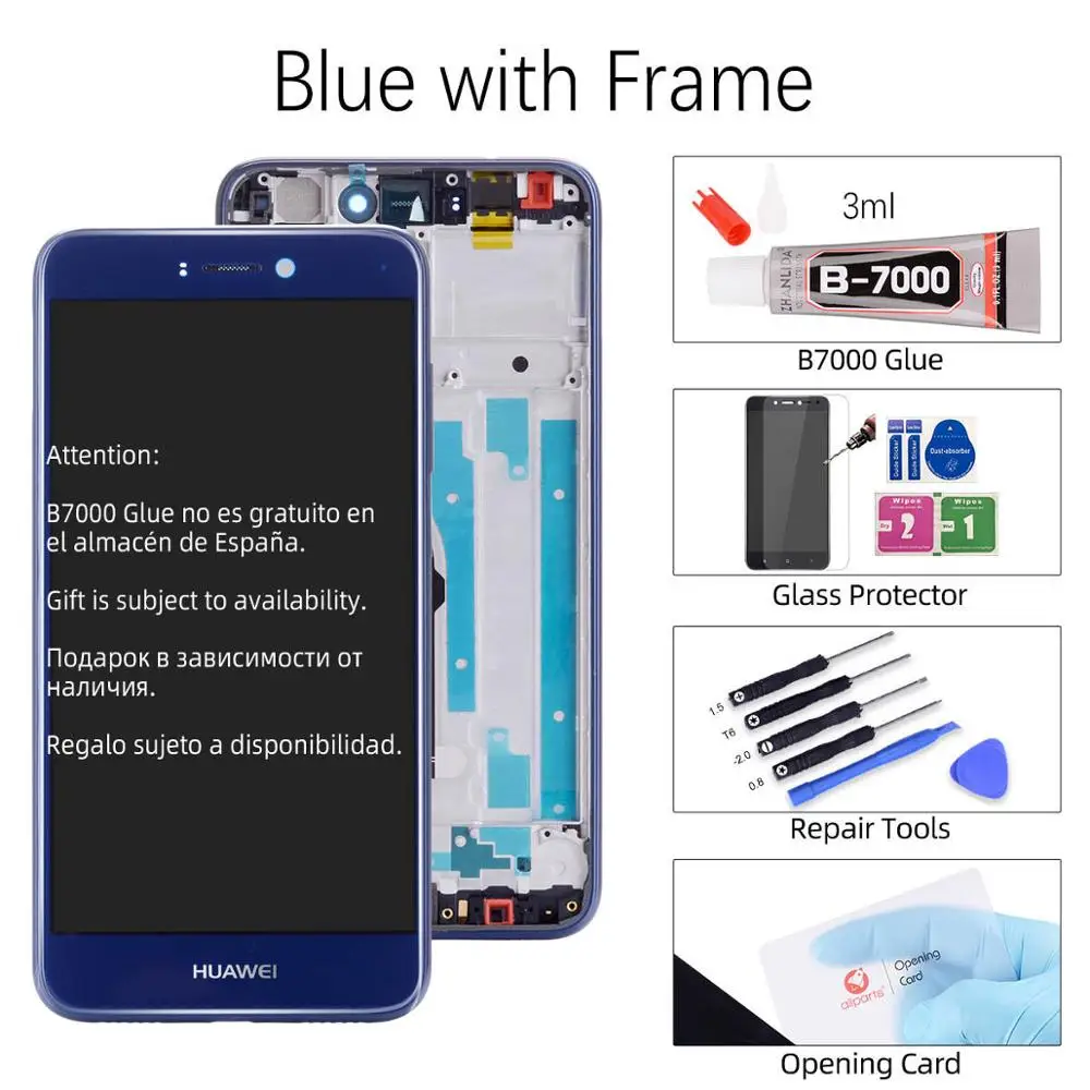 ЖК-дисплей для huawei P9 lite, сенсорный экран с рамкой, Замена для huawei P9 Lite, ЖК-дисплей LA1 LX1 LX2 LX3 - Цвет: with frame Blue