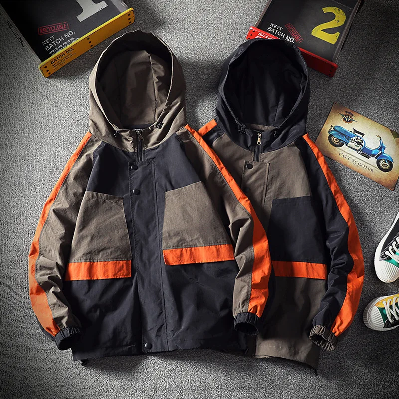 

2019 Autumn New Style Japanese-style Box Shot Put Large Size Contrast Color Coat Men's M-5x Hj1913-p95