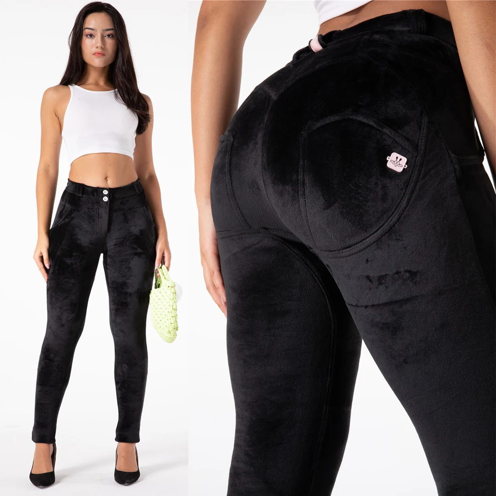 Shascullfites Melody Women's Elegant Velvet Pants Solid Color High Elastic Warm Slim Booty Lifting Leggings Straight Pants 5