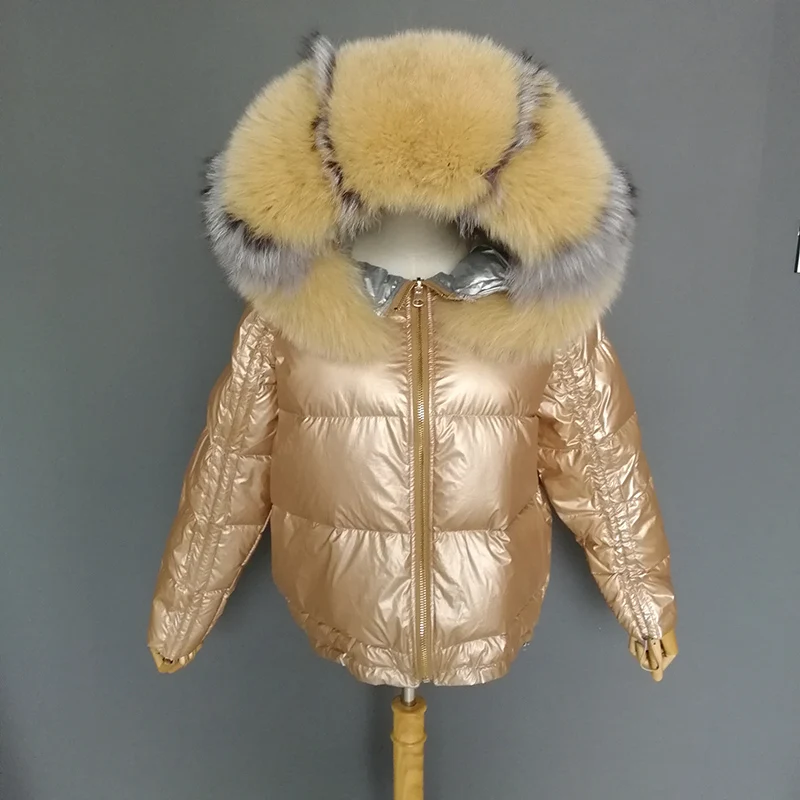 

2019 Winter Jacket Women Real Fur Coat Natural Fox Fur Collar Cap Removable Short Down Coat White Duck Down Jacket Thick Warm Do